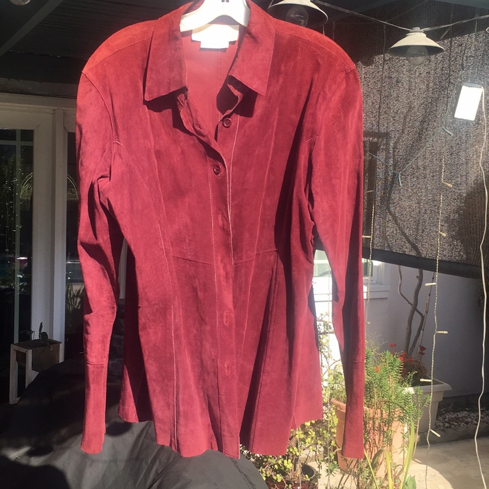 Burgundy suede shirt